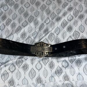 Harley-Davidson Leather Belt-Size L (36/38).  Gold and Black.  Embossed leather
